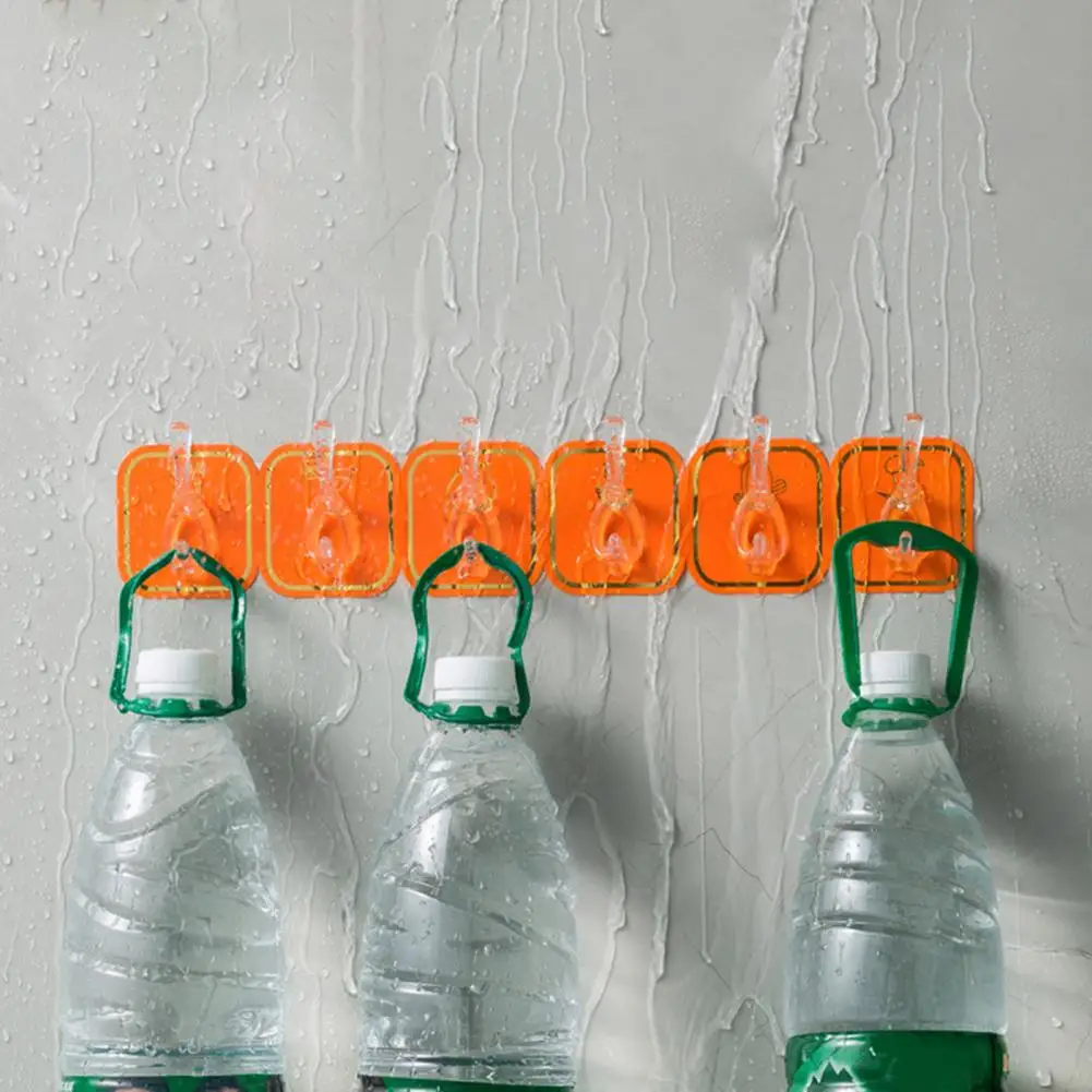 

6Pcs Hanging Hook Wall-mounted Punch Free Easy to Install No Nail Mounting Self-adhesive Wall Hanger Hook Daily Use