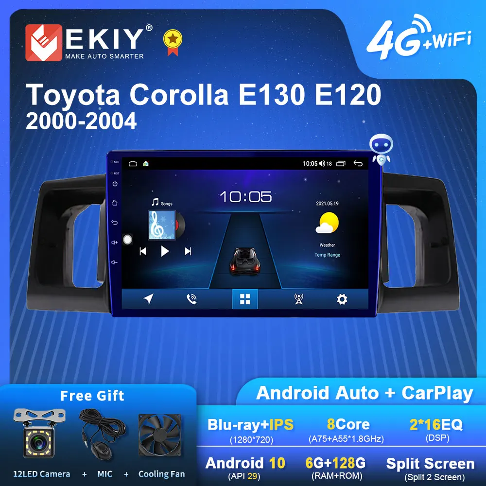 $109.73 EKIY S7T Android Car Radio For Toyota Corolla E130 E120 2000-2004 Navi GPS 1280*720 GPS Carplay Multimedia Player Auto Stereo FM