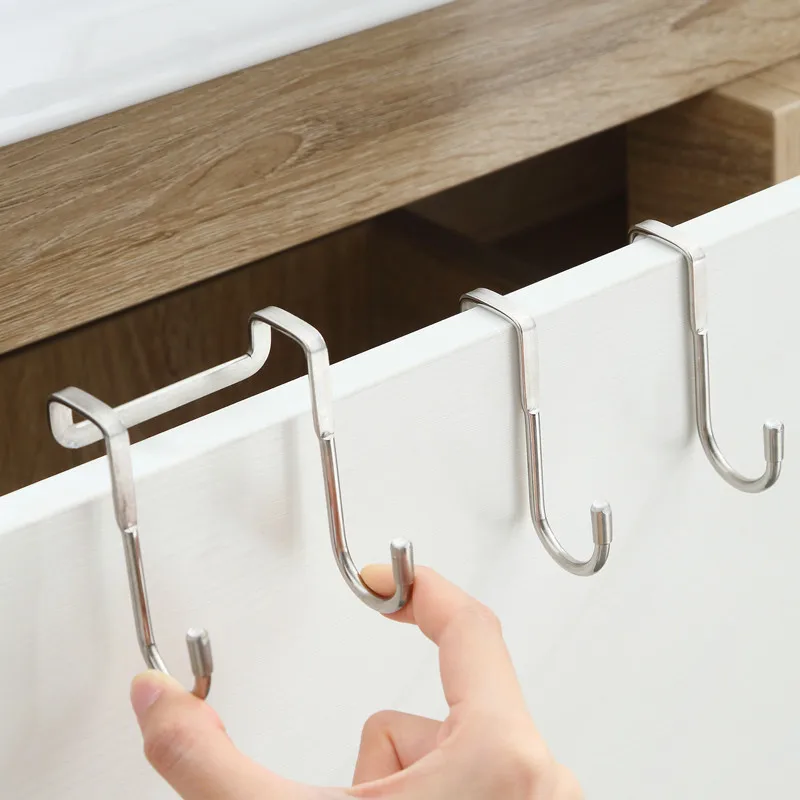 

1/2/3PCS Stainless Steel S-Shape Door Hanger Hook Wall Mounted Door Cloth Hook Kitchen Bedroom Multifunction Storage Hook Hanger