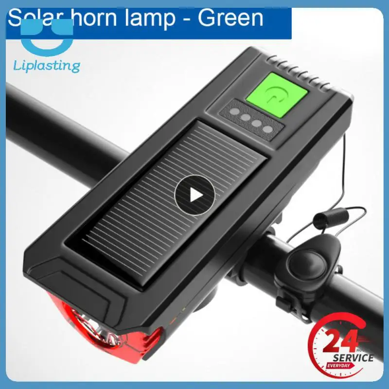 

1PCS Multifunctional Solar Light With Horn MTB Road Lantern USB Rechargeable Lamp Cycling Headlight Bike