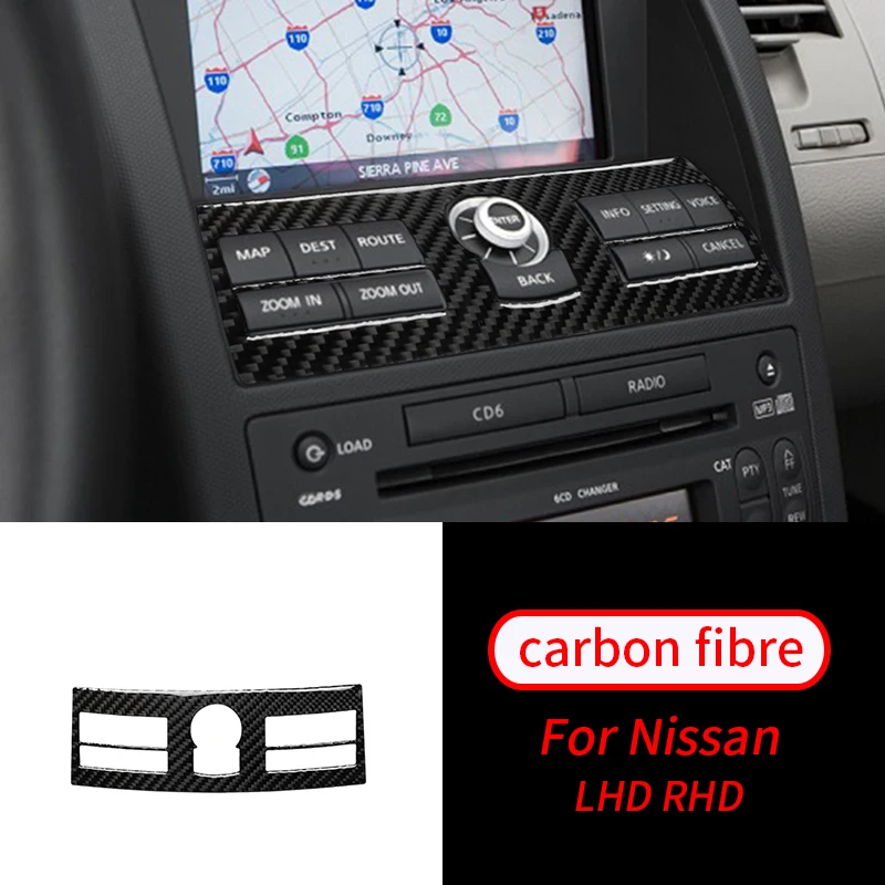 

For Nissan 350Z 2006-2009 1Pcs Real Carbon Fiber GPS NAV Console Panel Sticker Trim Car Interior Accessories