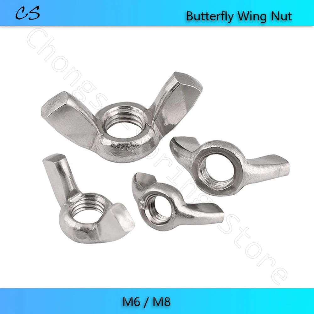 

Butterfly Wing Nut DIN315 M6 M8 304 Stainless Steel Hand Tighten Nut Ingot Wing Nuts A2 Steel 1mm 1.25mm Thread Pitch