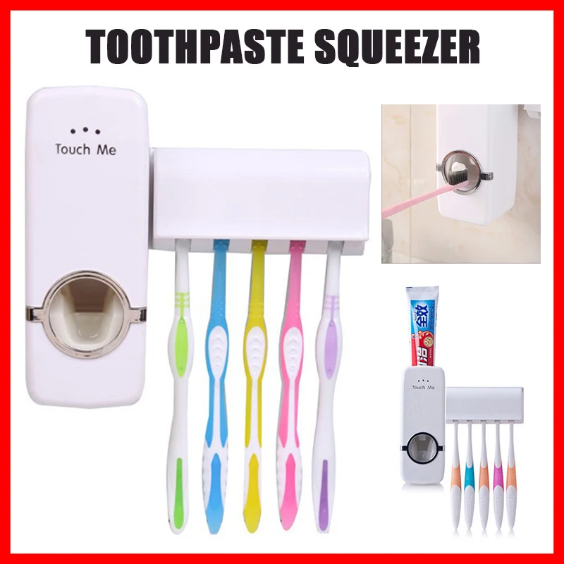 

Automatic Toothpaste Dispenser Squeezer KoreanVersion Toothbrush Holder Set Dustproof Oortable Wall Mounted Bathroom Accessories