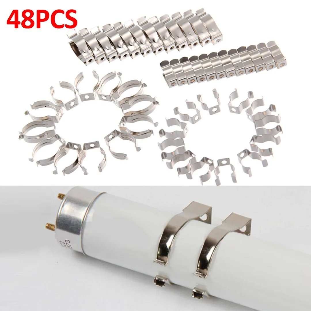 

48 Pcs Wire Equipment Lighting Tools Storage Clips Portable Metal Tool Terry Clips Durable Lamp Holders Tube Fixing Clips