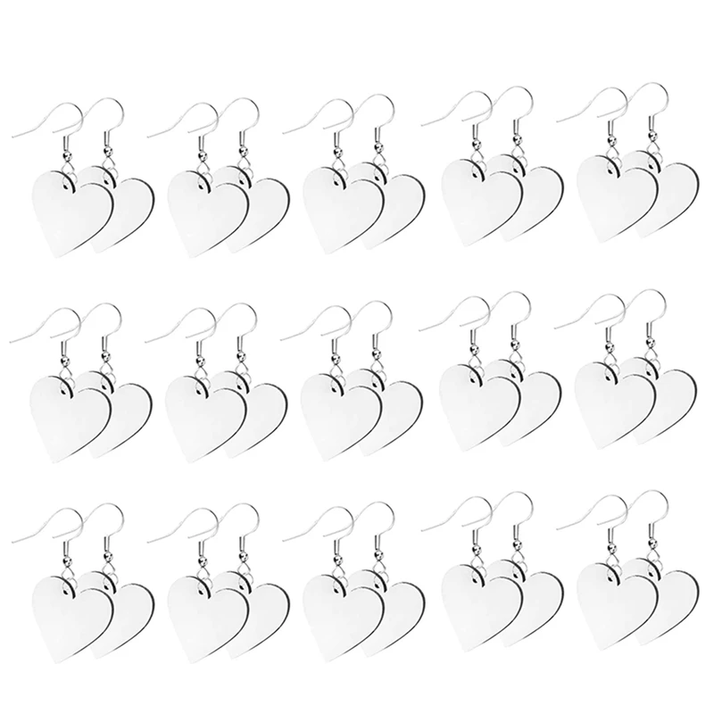

30Pcs Sublimation Blank Earrings Heat Transfer Sublimation Printing Wire Hooks Earrings Wooden Earrings For DIY Craft