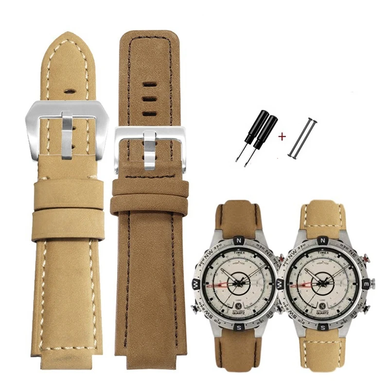 Фото Для TIMEX Tide Compass Series T2N721 T2N720 TW2T76300 W2R55500 матовая кожаная цепочка для часов 24x16 мм браслет матовый ремешок для часов №1