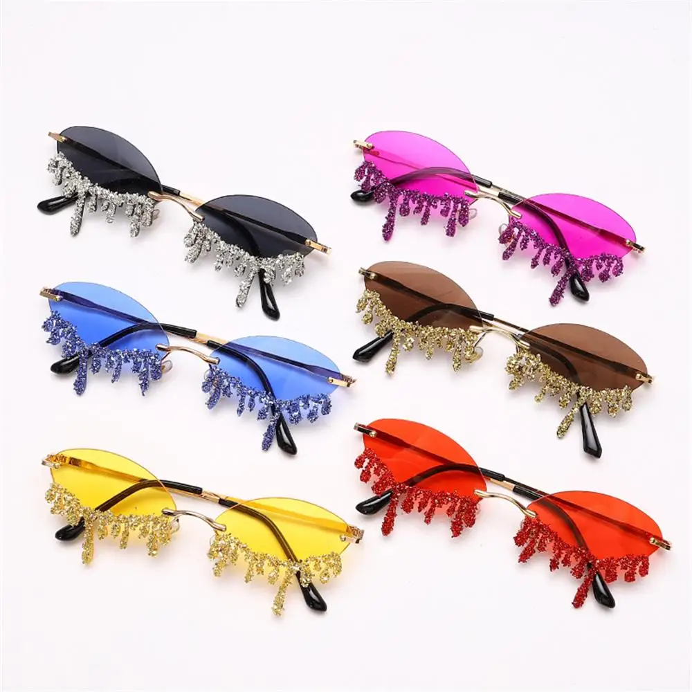 

Винтажные узкие уличные маленькие овальные солнцезащитные очки с рисунком слезы пламени волнистые очки