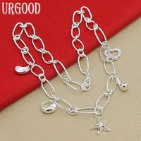 925 sterling silver oval chain heart star pendant necklace for women party engagement wedding fashion gift jewelry