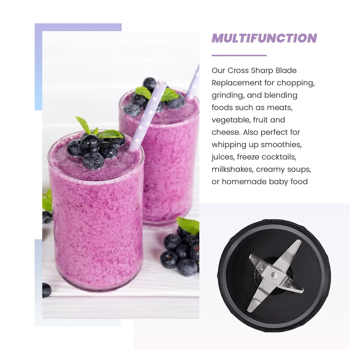 Запасная часть крестового лезвия совместимая с лезвием Magic-Bullet (250 Вт серия MB1001)