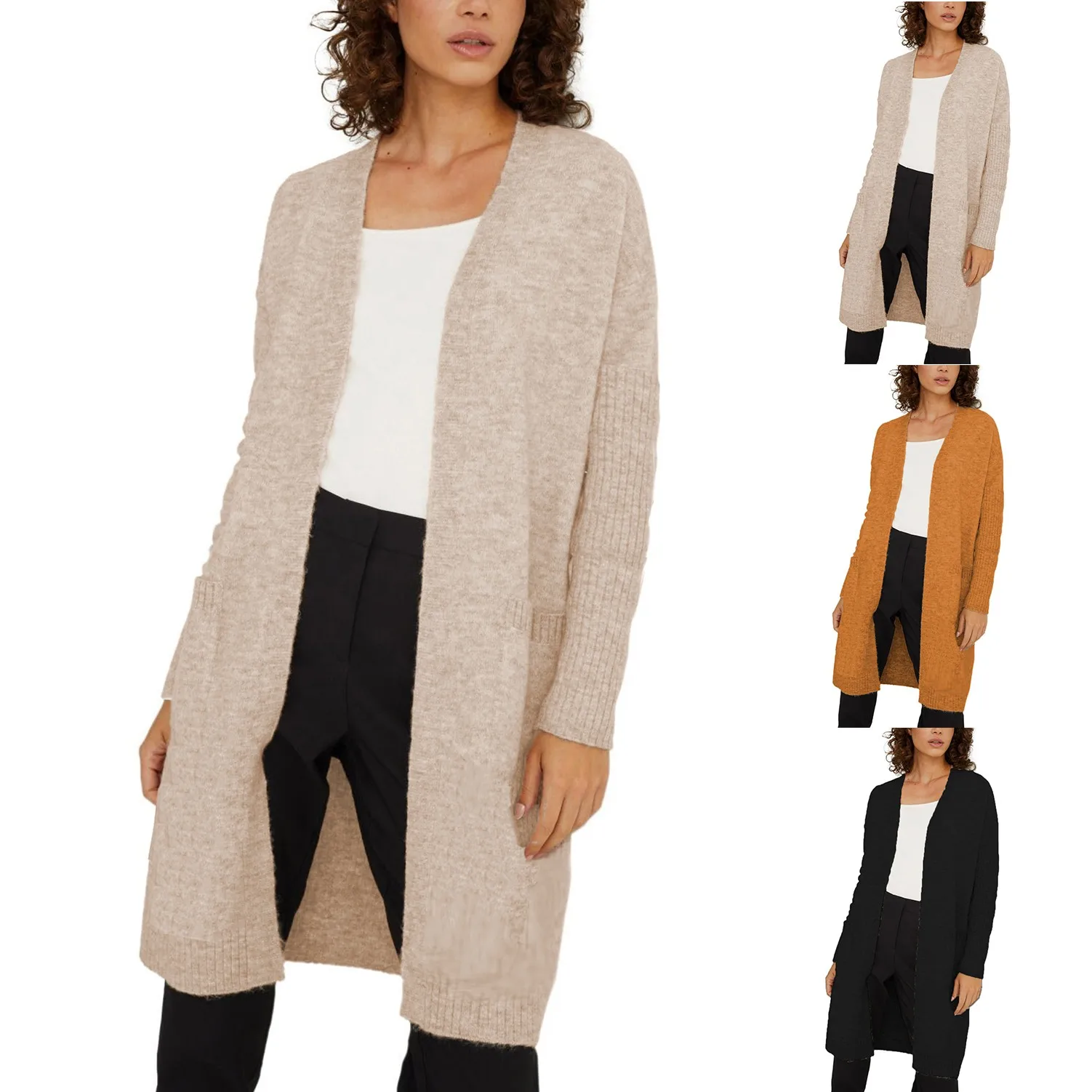 

New Women'S Knitwear Cardigan Loose Plus Size Long Thick Pocket Sweater 2023 Autumn Winter Warm Cardigan Sweaters Coats