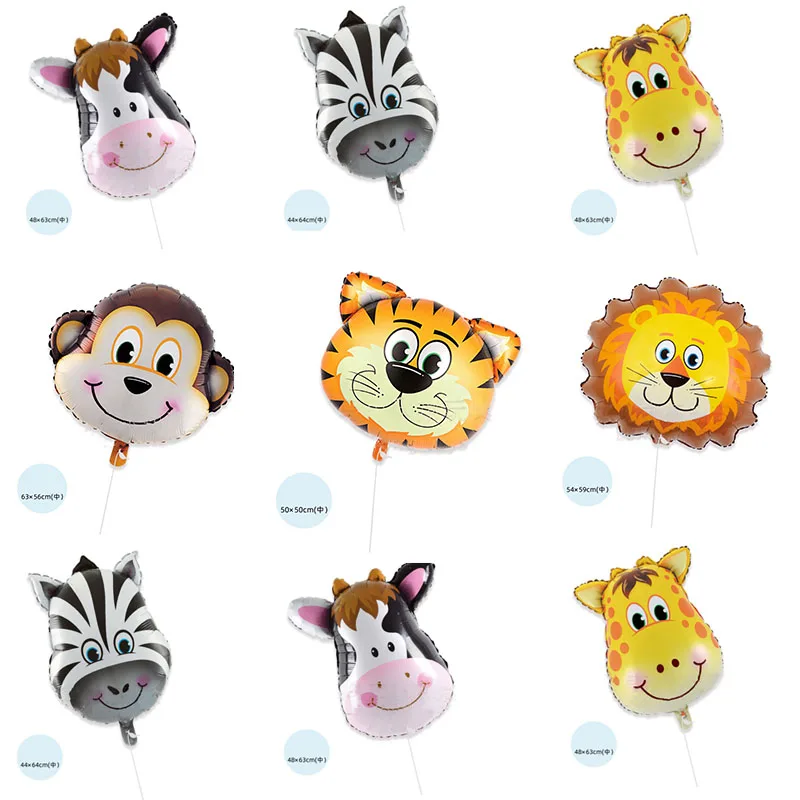 

Cartoon Animal Forest Shape Aluminum Balloon Lion Tiger Giraffe Balloon Jungle Safari Party Animals Party Decor Happy Birthday