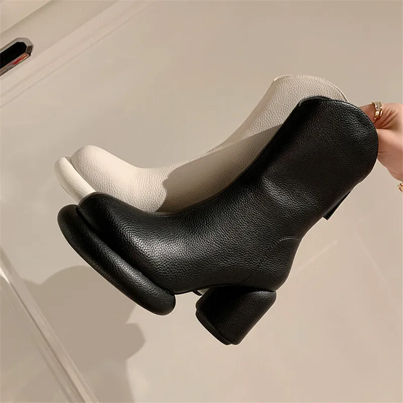 

2022 Autumn/winter Round Toe Thick Bottom Boots New Women Boots Chunky Heel Short Boots Shoes for Women High Heel Platform Shoes