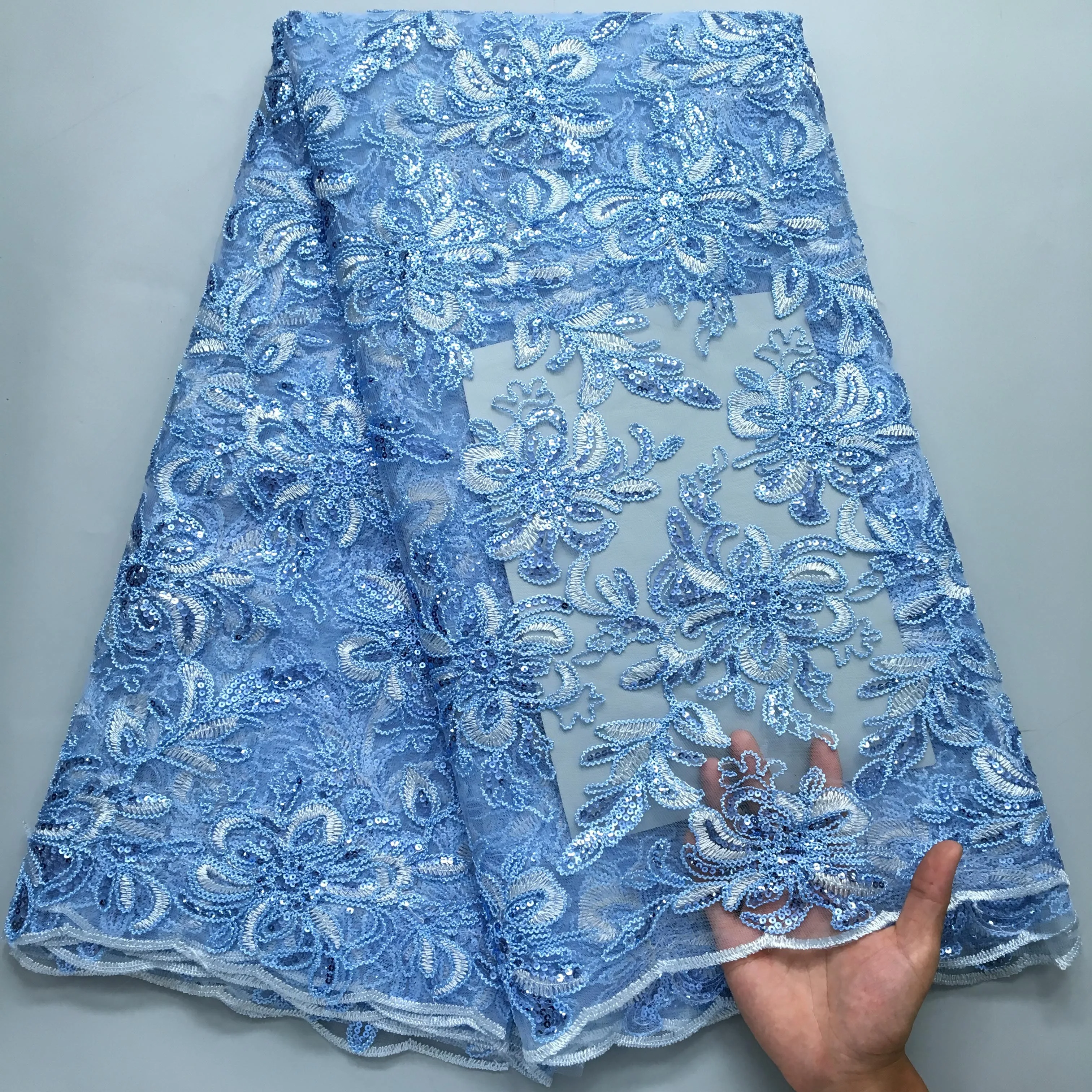 SJD 2024 Африканское Вышитое Кружево Высококачественное Полиэстер/нейлон Сетка С