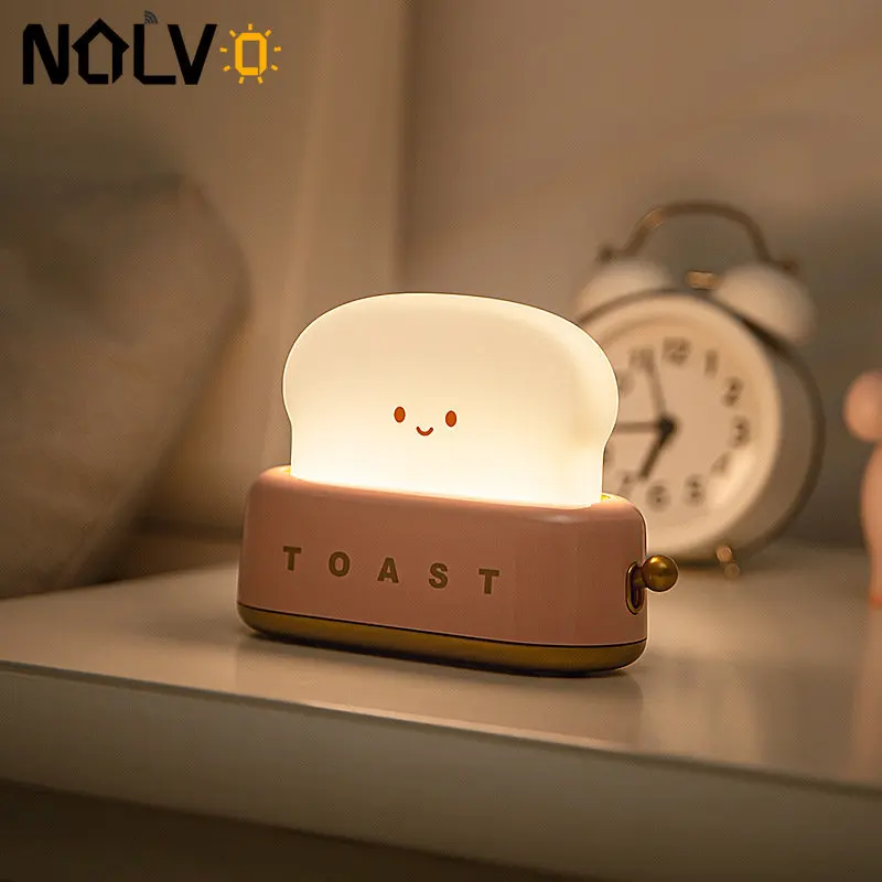 Sensor Emotional Night Light Cute Bread Small Desk Light Kids Room Night Light Soft Energy Efficient Ideal Dimmable LED Light