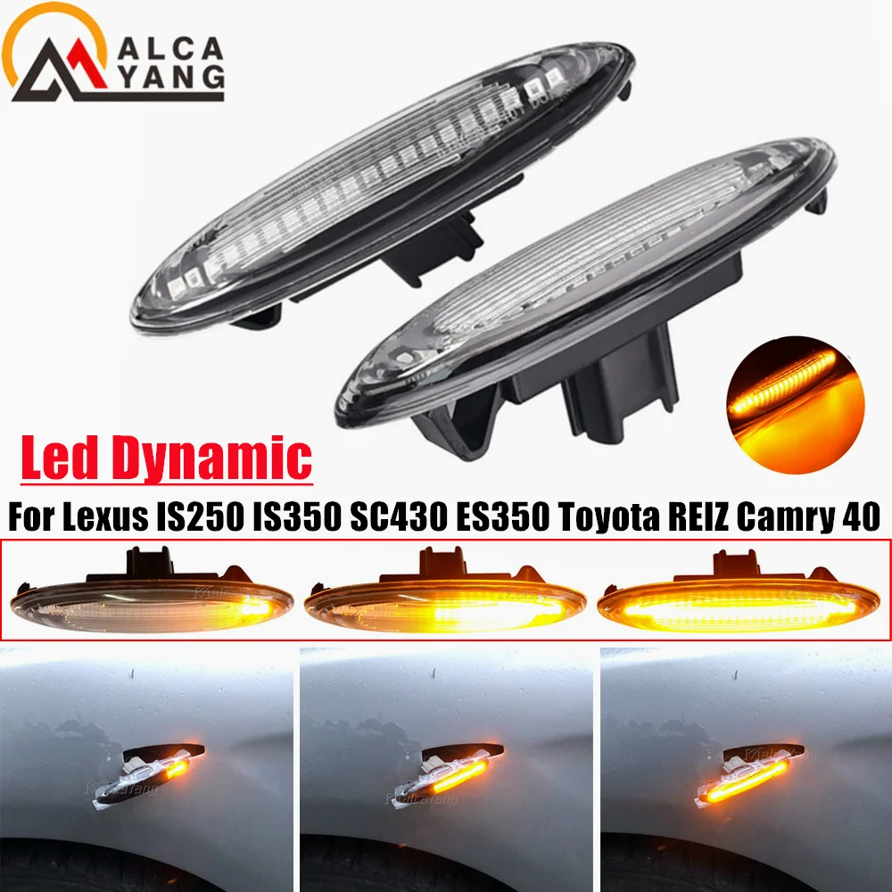

2 динамических светодиодных боковых габаритных указателя поворота, индикаторные лампы для Toyota Highlander Soarer Kluger Gsu 4 Lexus Is250 Is350 Sc430