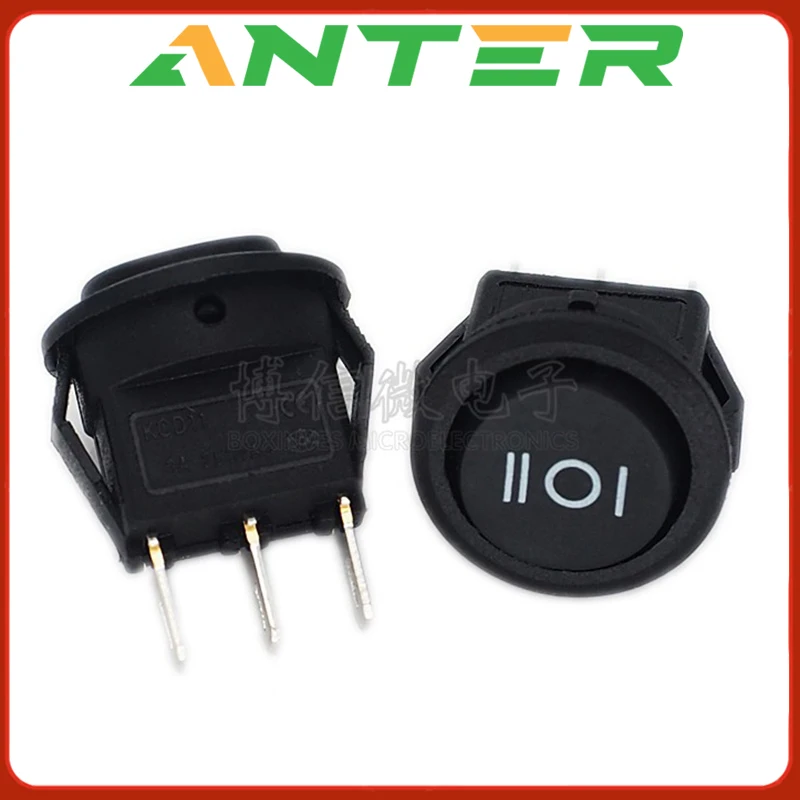 

10 шт. 16 мм Диаметр маленький круглый черный 3 контакта 6A/125V 3A/250V SPDT ВКЛ./ВЫКЛ. Клавишный переключатель защелкивающийся