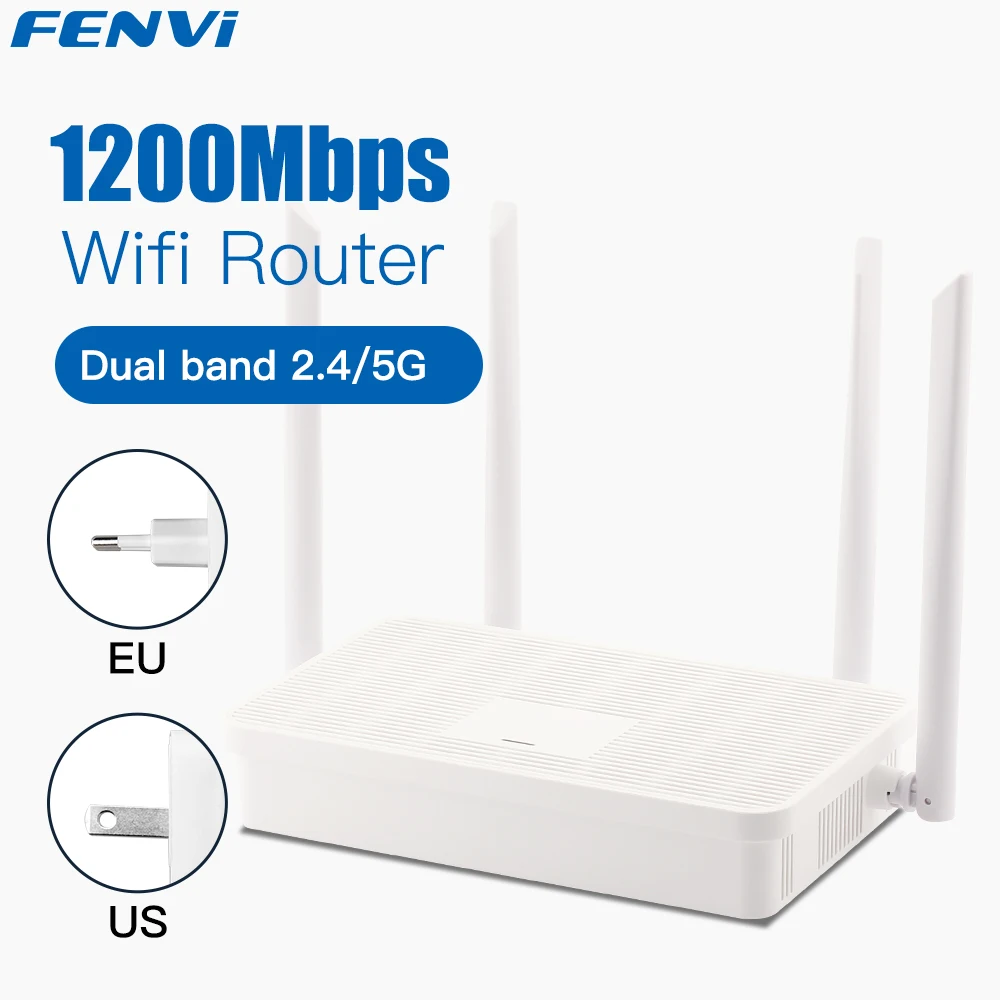 

1200Mbps WiFi Router Gigabit Dual Band 2.4G/5GHz Wireless Router Wifi Repeater 1WAN 3LAN 802.11ac with Antennas EU US Plug