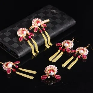 

Peking Opera Earrings for Women Real Pearl Long Tassel Luxury Jewelry Necklace Ring Brooch Hairpin Set Chinese Fashion Facebook