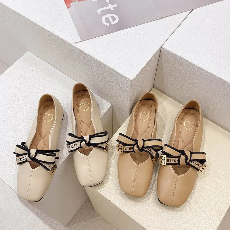 

Fashion Square Square Flat Bottom with Version of Single Shoes Female Float Shoes Soft Bottom Flats Mocassin Femme 2021