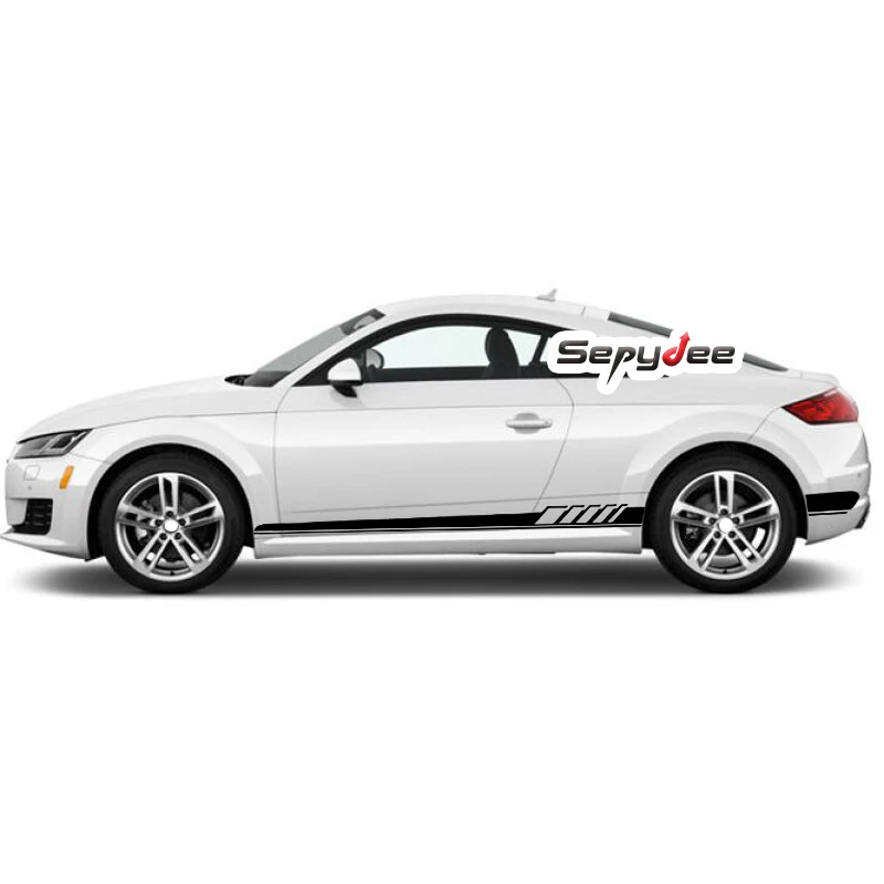 1 пара стильных наклеек на дверь и боковую юбку автомобиля Длинные полосы