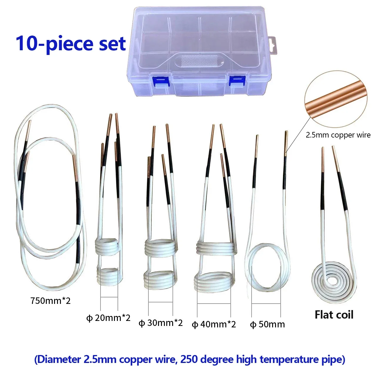 Медный провод 2,5 мм 250 °   Комплект катушек теплоиндукционного нагревателя для магнитного индукционного нагревателя, устойчивый к ржавчине болтов и гаек.