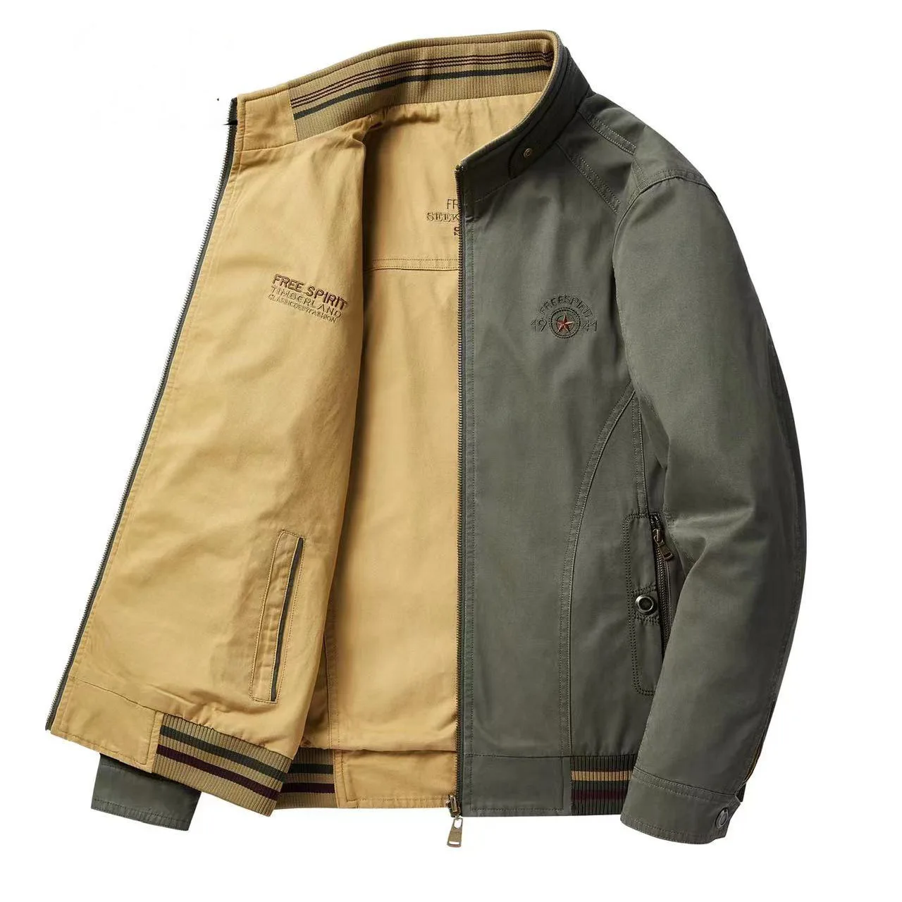 Куртка-бомбер мужская деловая Повседневная свободная Спортивная Двусторонняя