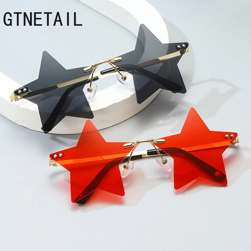 

Star Shape Sun Glasses Funny Pentagram Eyewear Eyeglasses Christmas Decoration Party Glasses Rimless Sunglasses