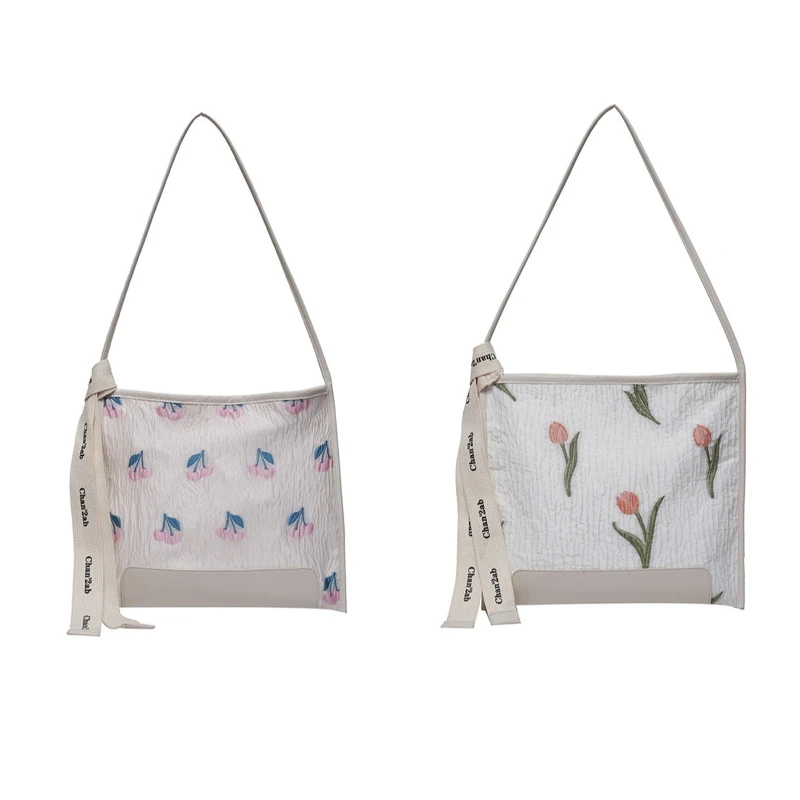 

Casual Large Capacity Tote Bag Summer Tulip / Cherry Shoulder Bag for Female