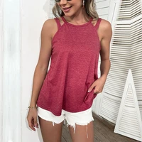 nocturnal beast 2022 summer new loose top casual red hollow out shoulder camisole short women harajuku fashion