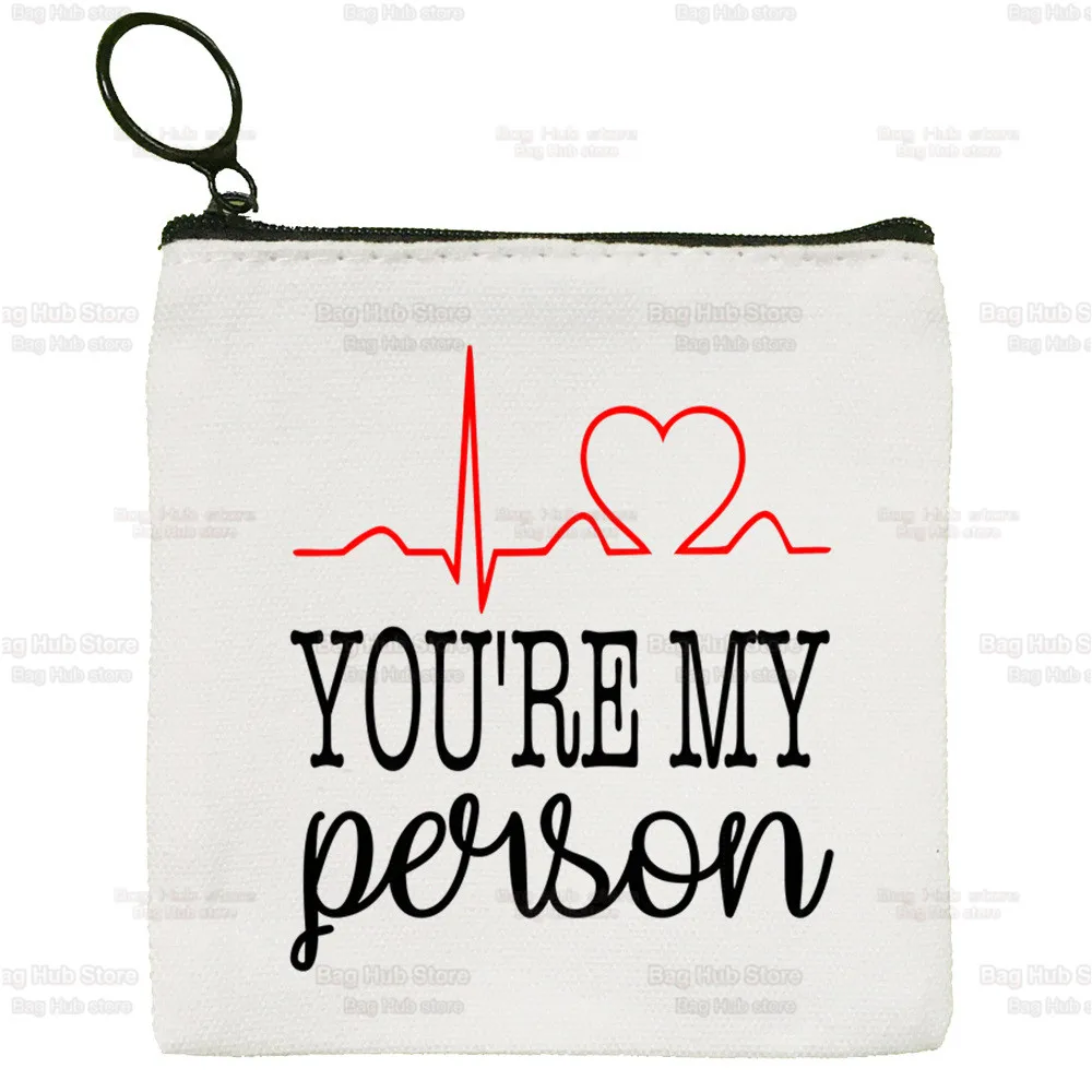Greys Anatomy Cartoon Coin Purse Female Mini Canvas Art Cute You're My Person Doctor Key Case Coin Purse Student Wallet
