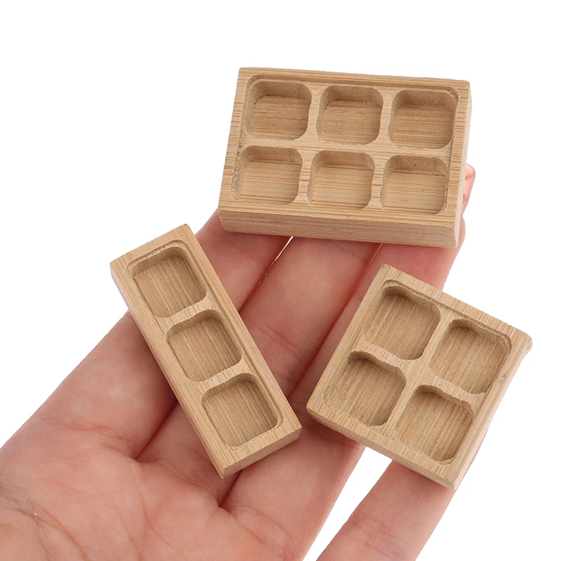 

1:12 Dollhouse Miniature Multi-gallery Wooden Dinner Plates Sushi Plate Pastry Dessert Tray Tableware Kitchen Decor Accessories