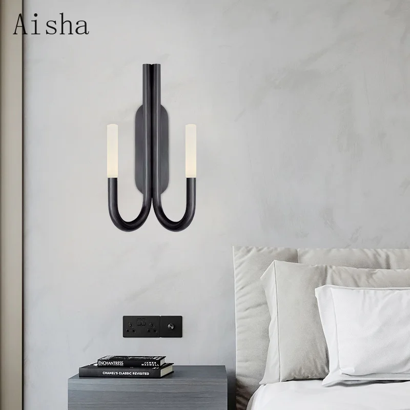 

Nordic Candle Wall Light Gold/Black/Silver Double Headed Wall Sconce Retro Home Decorative LED Aisle Bedroom loft Wall Light
