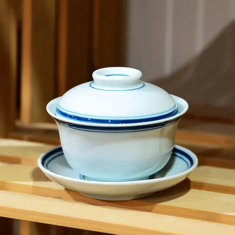 

Керамический гайвань JINGDE TEA SET сине-белый ручной работы 200 мл