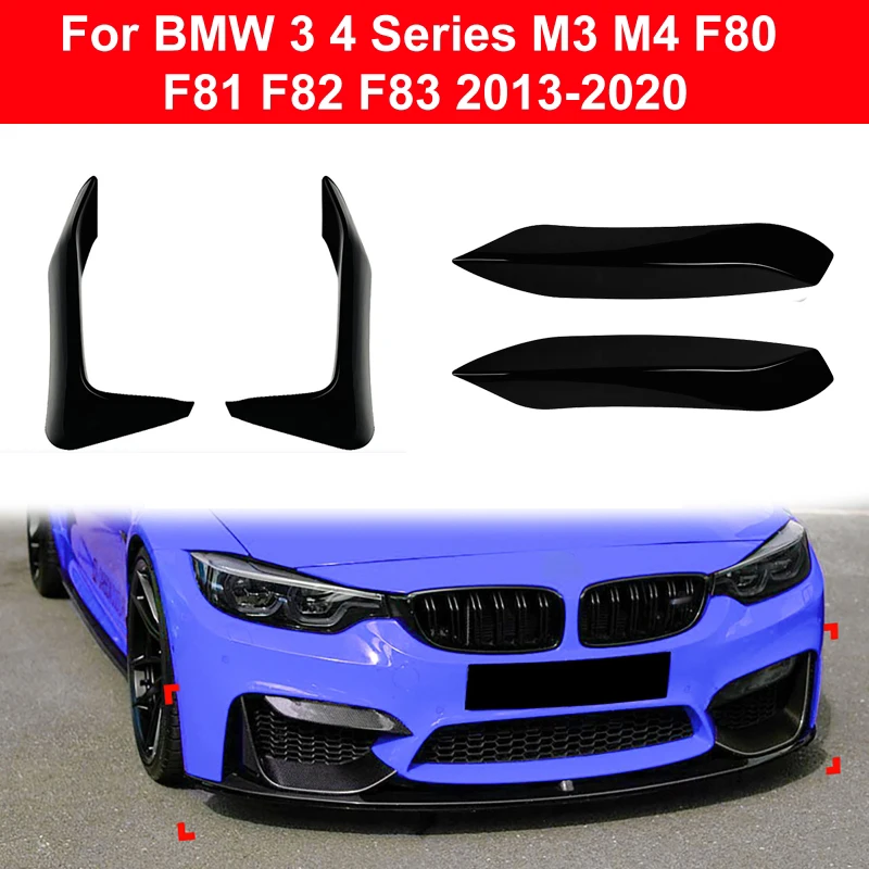 Фото Для BMW 3 4 серии M3 M4 F80 F81 F82 F83 2013-2020 Автомобильный передний бампер, разделитель губ, спойлер, противотуманные фары, рамка для бровей №1