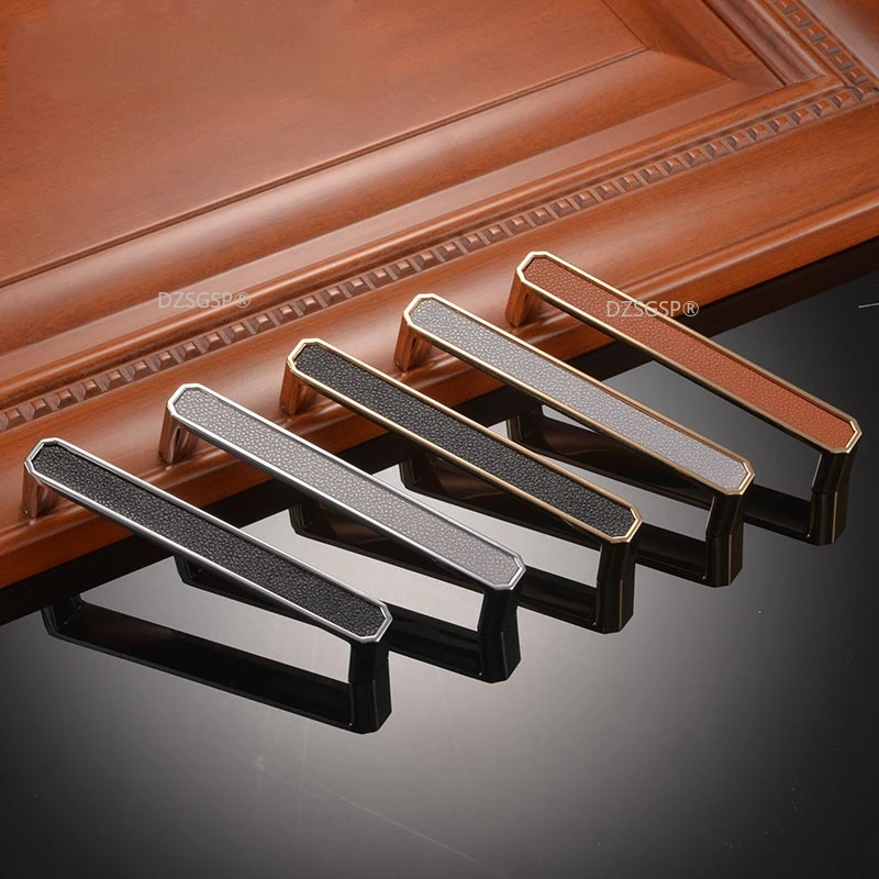

European Drawer Pulls Cabinet Door Knob Octagon Leather Cabinet Handles and Knobs Shoes Furniture Handle Decoration Hardward