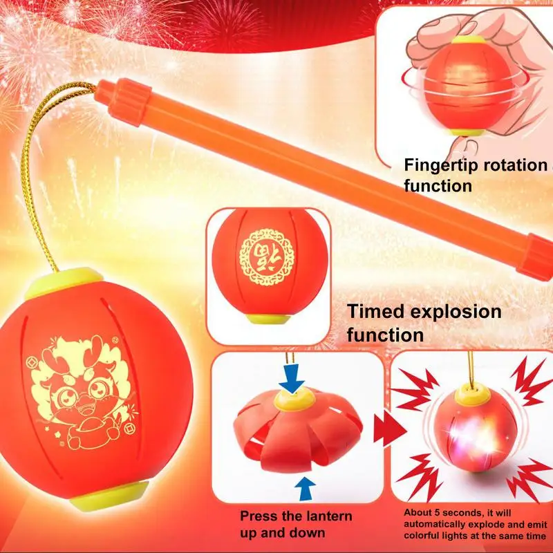 obrotową zabawkę dla dzieci Nowy Rok Mała latarnia wisiorek Zabawka dziewczynek z uchwytem Zabawki noworoczne kolorowym światłem na