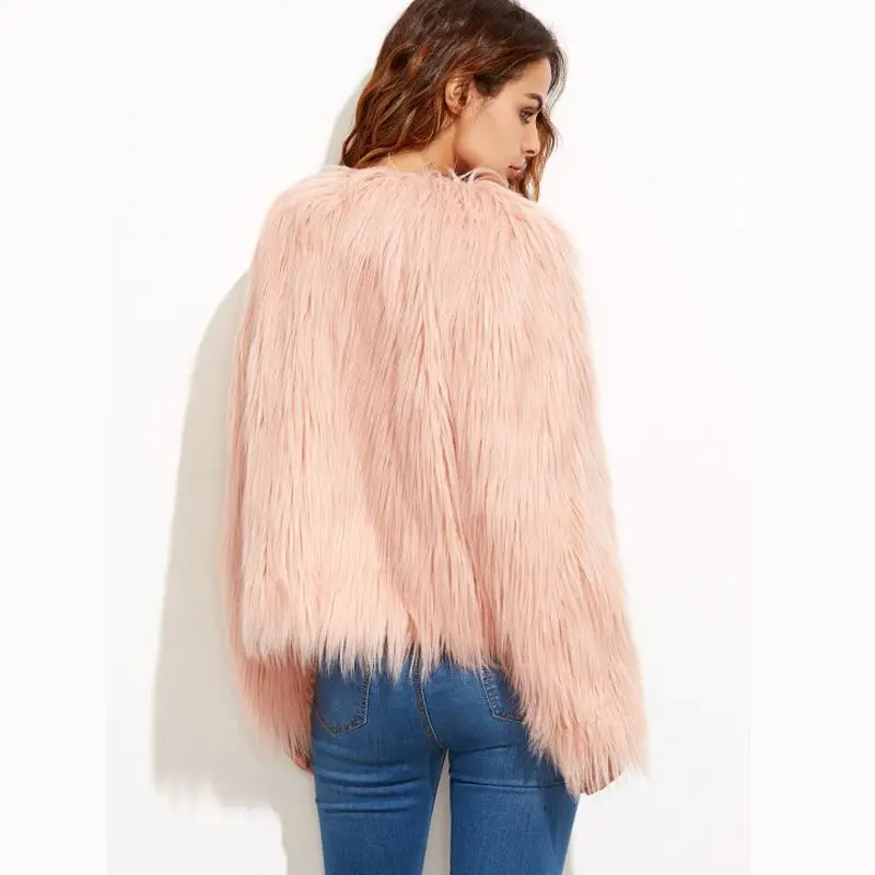 Winter 7 Colors Fashion Faux Fur Jacket Long Sleeve Women's Fluffy Fur Jacket Fur Jacket V-neck Fur Coat Women Free Shipping
