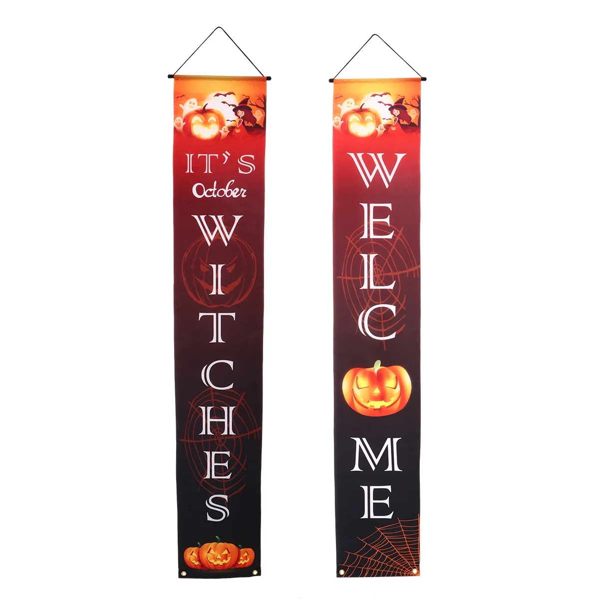 

1 Set Curtain Porch Banner Sign Trick or Treat Door Banner Door Porch