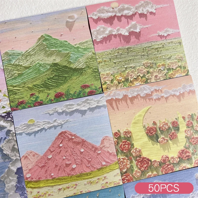 

Oil Painting Sticky Memo Pad 50sheets Colored Notepad Sticky Notes Office School