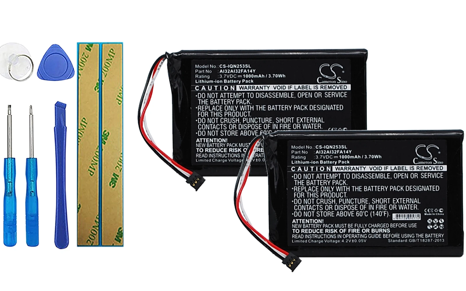 

2pack 1000mA Battery for Garmin Nuvi 2559LM, Nuvi 2559LMT, Nuvi 2559LMT 5-inch AI32AI32FA14Y