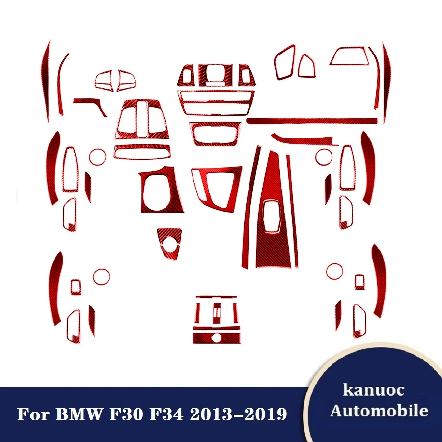 

Red Car Stickers Carbon Fiber Interior Decorative Accessories For BMW F30 F34 2013-2019 Cover Trim Mouldings