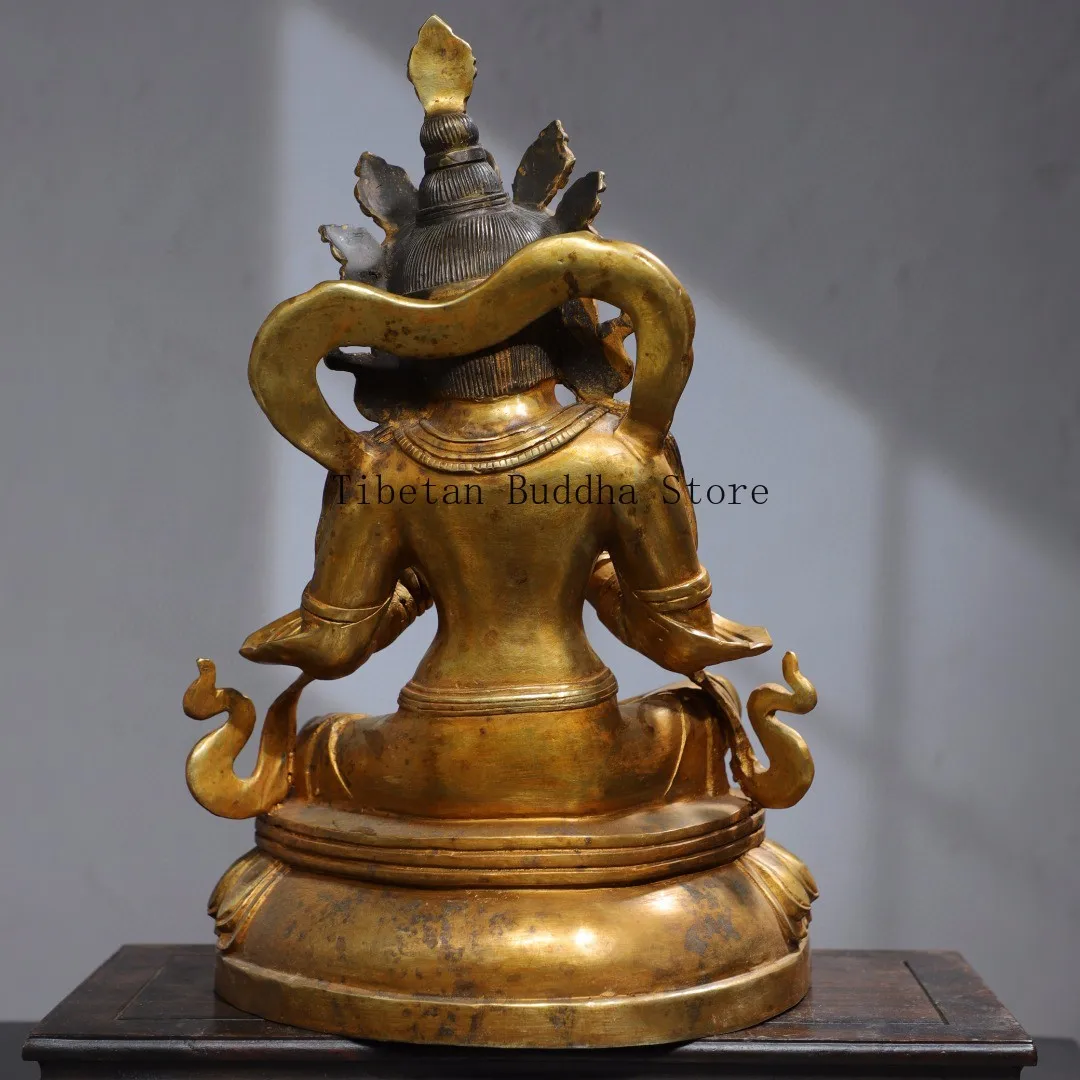 Тибетская латунь позолота Гангзун Дазхуо Ваджра Будда Тара Гуаньинь статуя