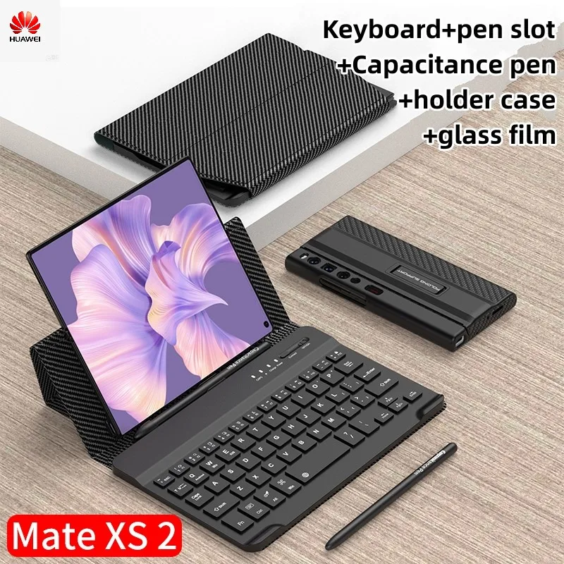 

Bluetooth Keyboard Holster Plain Leather Cover For Huawei Mate XS 2 Case Pen Wireless Folding Stand luxury funda for hw mate xs2