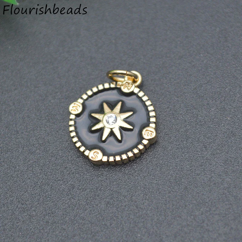 Wholesale 20pcs/lot Boho Paved CZ Beads Enamel Sun Shape Charms Pendant Accessories DIY Jewelry Making Supplies