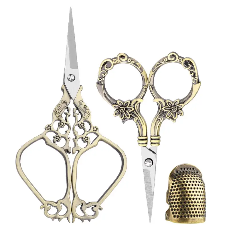 

SHWAKK Vintage Retro Tailor Scissors For Sewing Fabric European Style Needlework Small Embroidery Craft Scissors DIY Shears