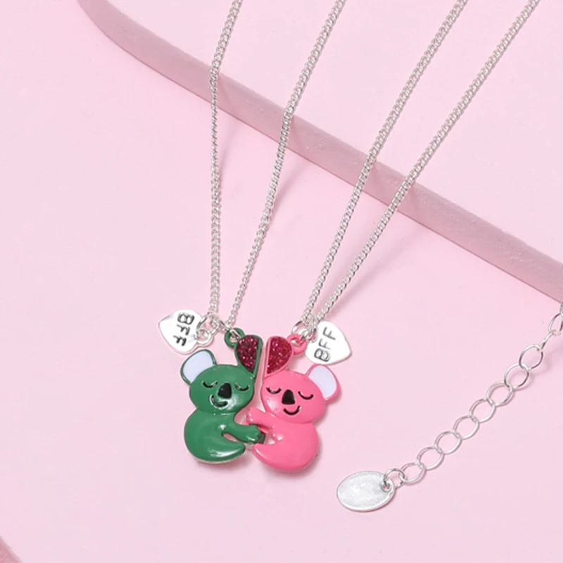 

2Pcs/set BFF Cute Koala Bear Pendant Best Friend Zinc Alloy Necklace for Kids Girls Friendship Jewelry Gifts