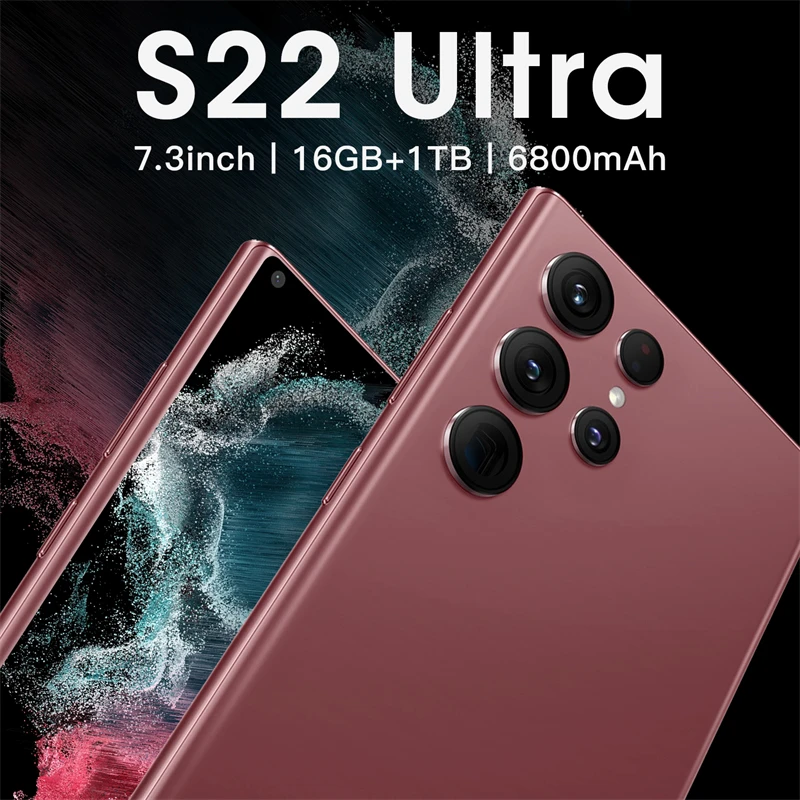 2022 s22 ultra global version 7 3 inch smartphone 16gb1tb 6800mah 48mp mobile phones 5g network unlocked smartphone celulares free global shipping