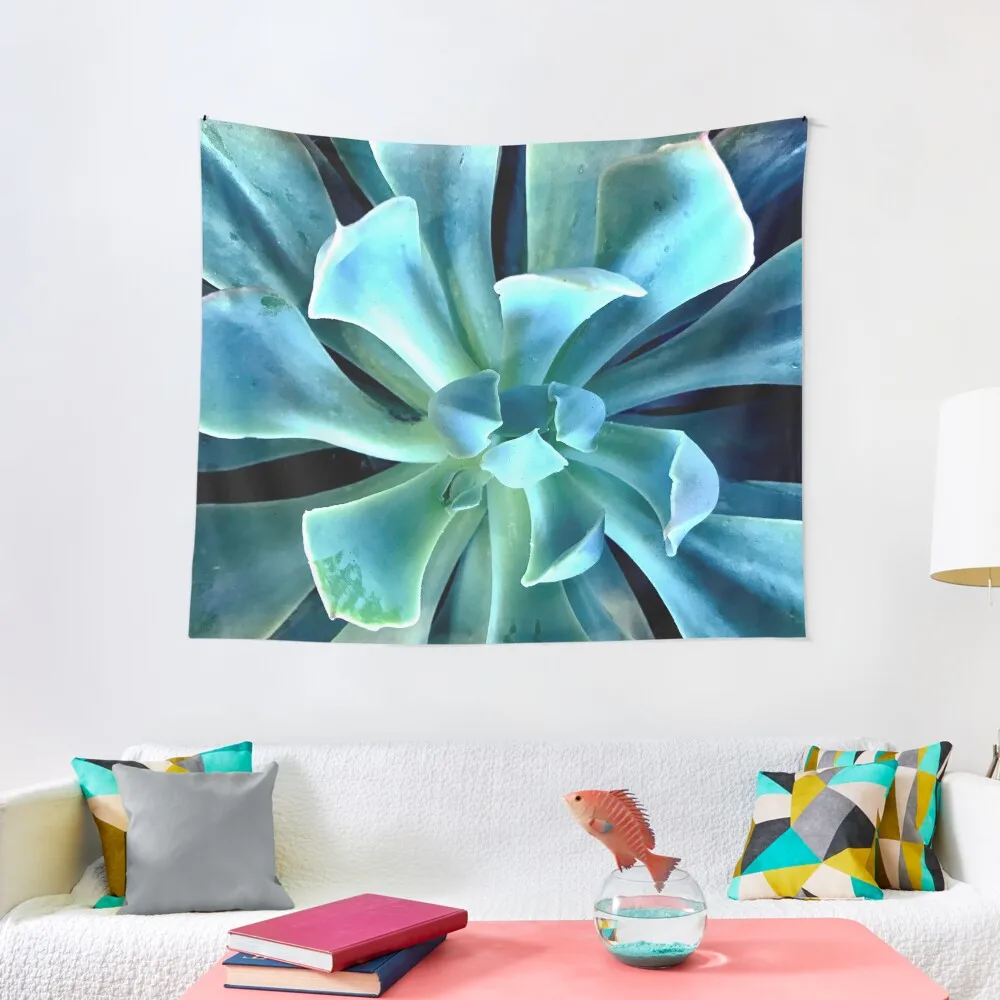 Аква-синий гобелен из полиэстера