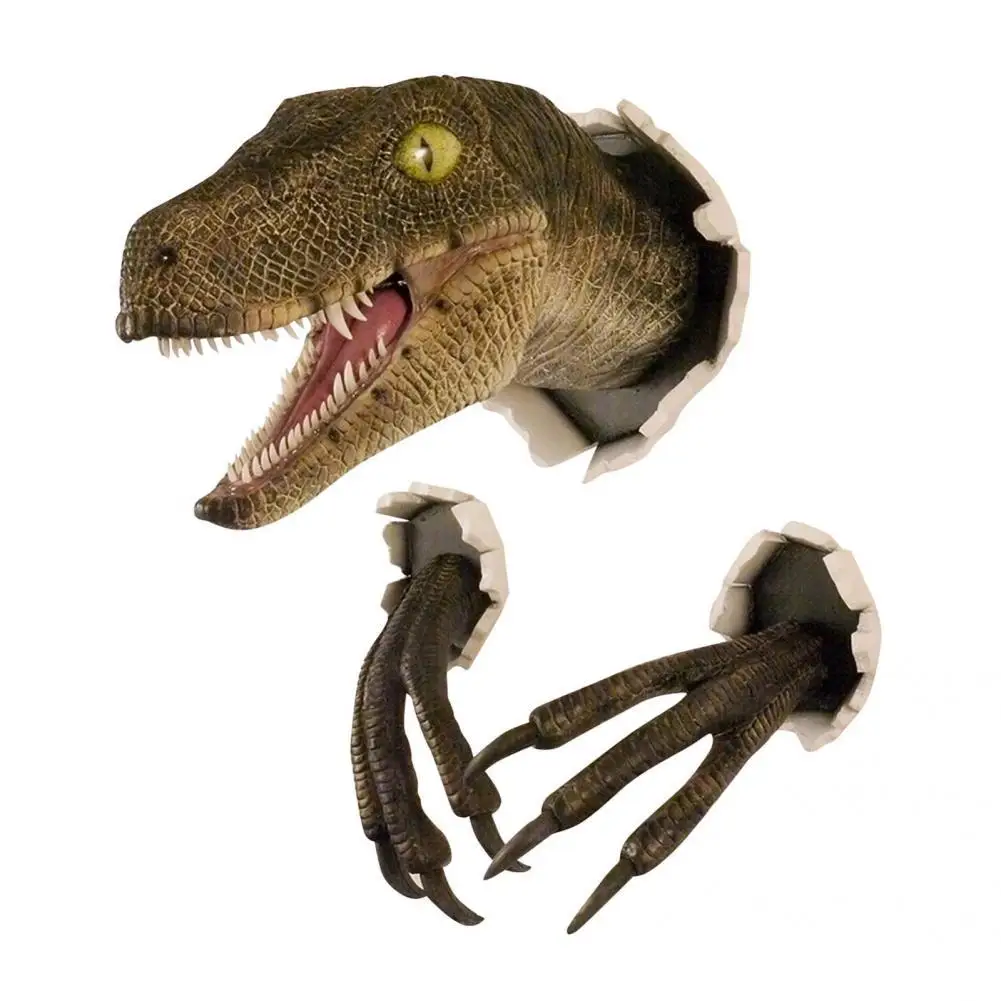

Wall Statue Sturdy Animal Sculpture Eco-friendly Lightweight Useful Realistic Artificial Dinosaur Animal Sculpture Ornament