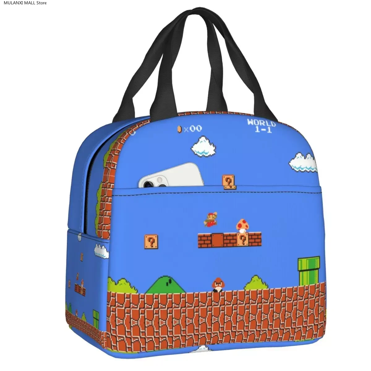 

Cartoon Super Mushroom Game Marios Thermal Insulated Lunch Bag Women Portable Lunch Box for School Multifunction Food Tote Bags